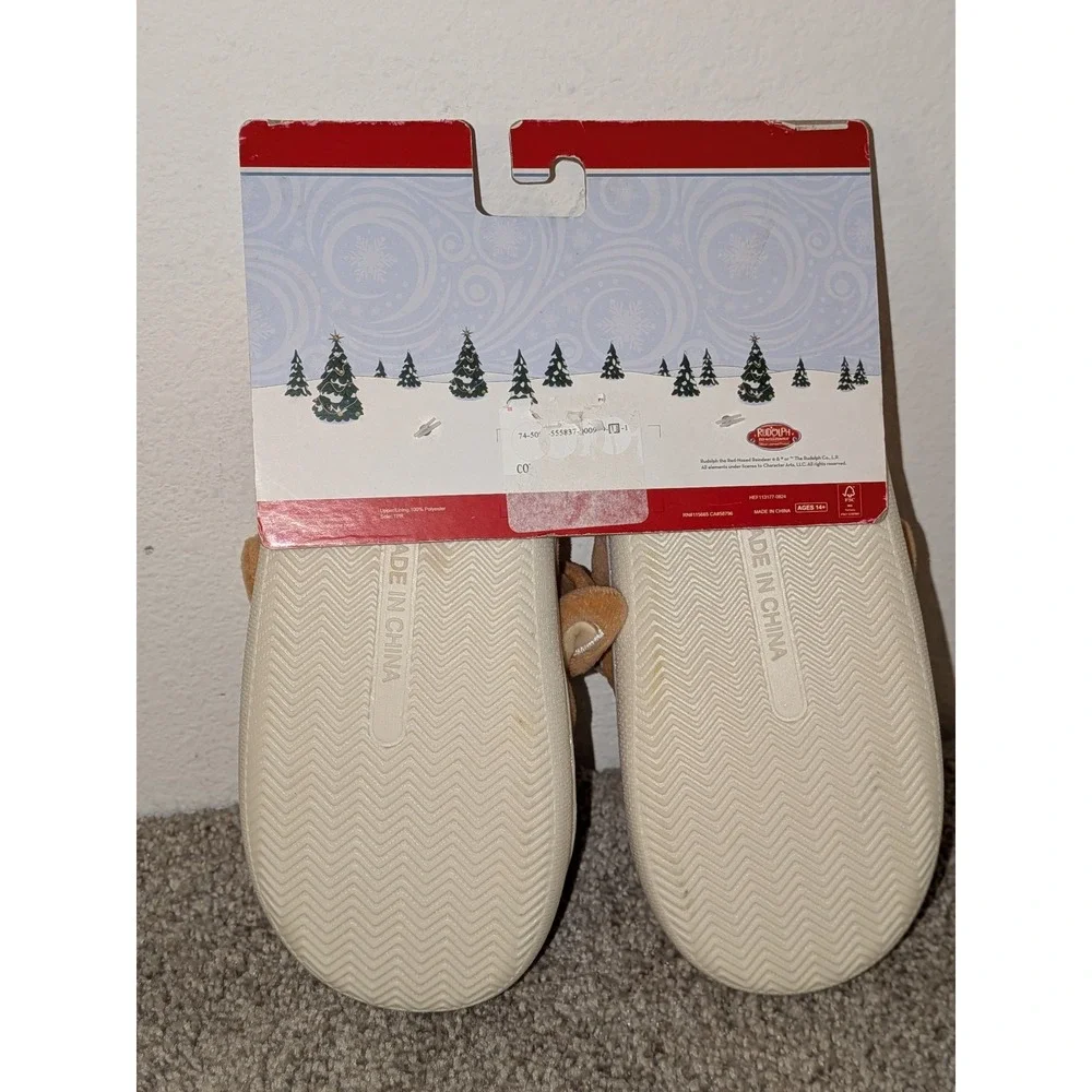 Rudolph the Red Nosed Reindeer Slippers Size S-‎ 5/6 Plush Holiday Christmas NWT